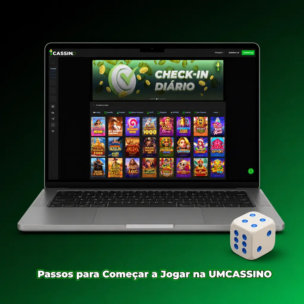 Jogador acessando a plataforma UMCASSINO