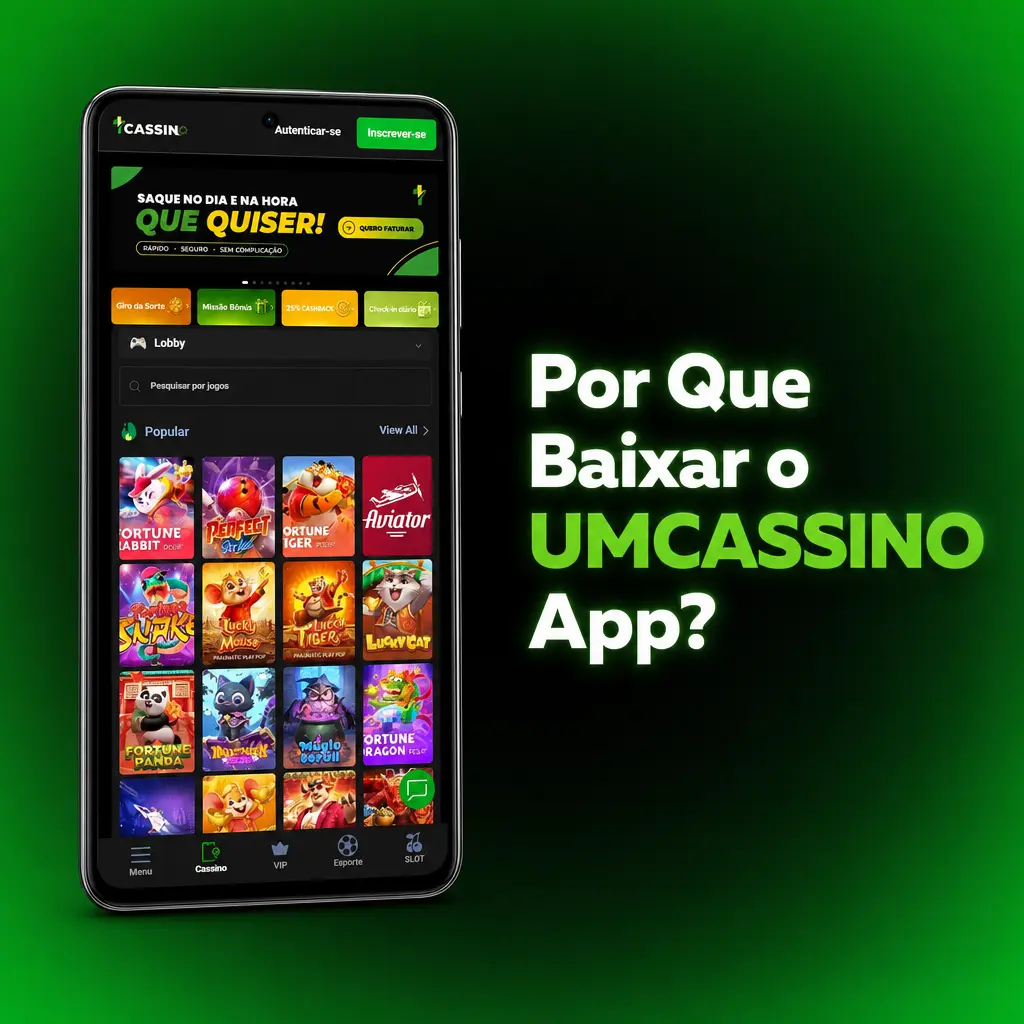 Tela do aplicativo UMCASSINO no celular